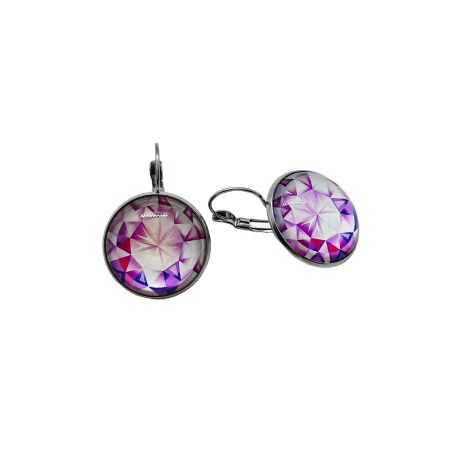 earrings steel silver purple shine